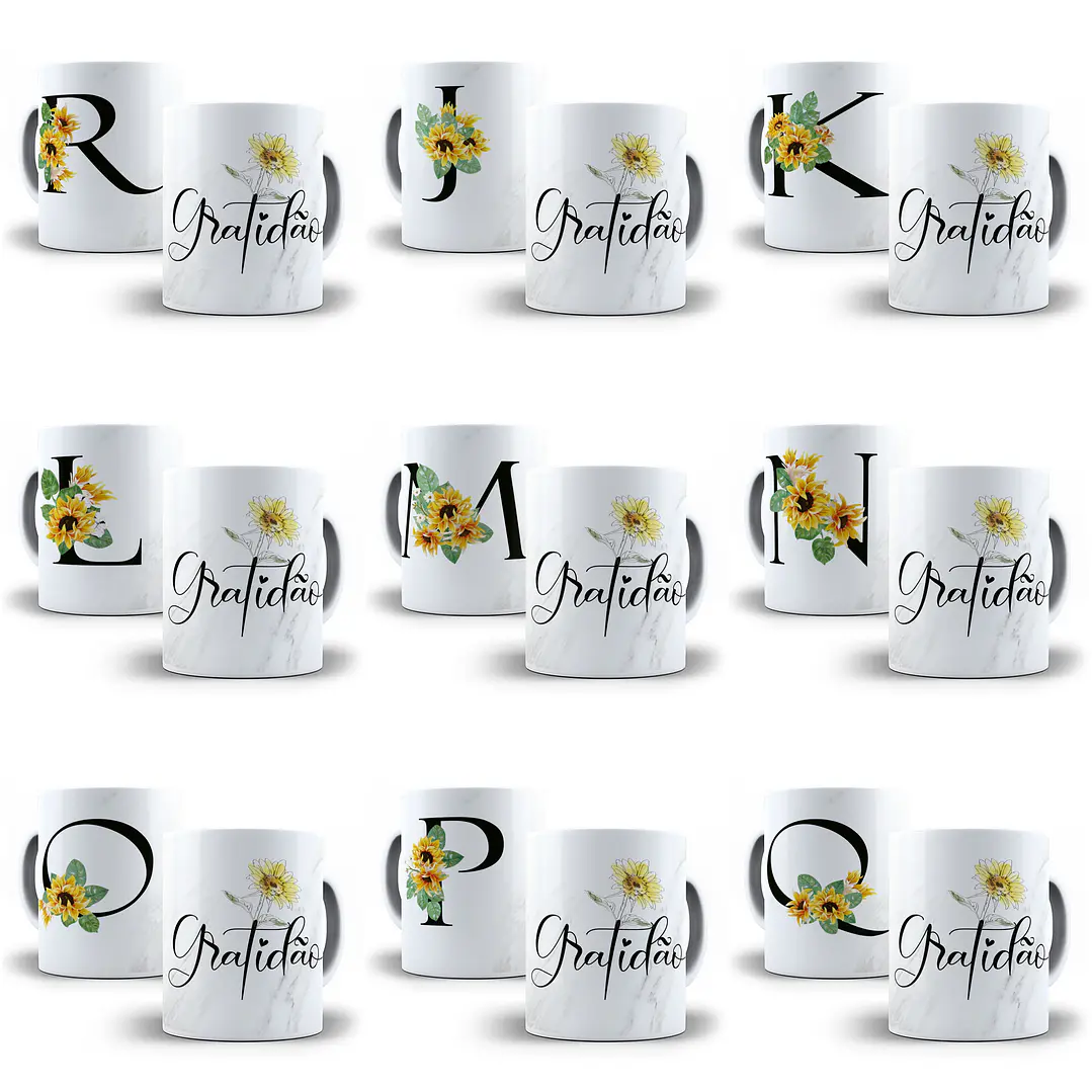 26 Arte para Caneca Alfabeto Black Girassol em CorelDraw + Jpg   1
