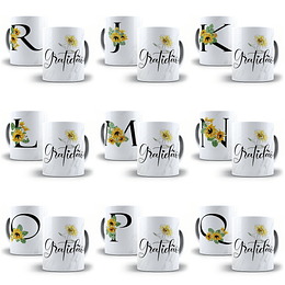 26 Arte para Caneca Alfabeto Black Girassol em CorelDraw + Jpg  