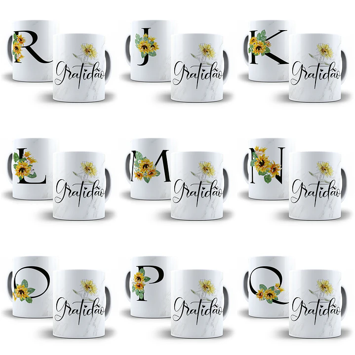 26 Arte para Caneca Alfabeto Black Girassol em CorelDraw + Jpg   1