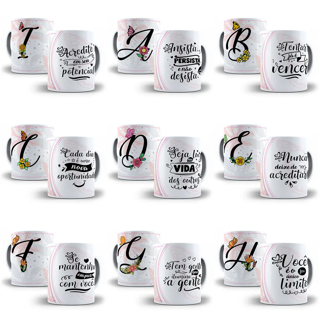 26 Arte para Caneca Alfabeto Borboleta em CorelDraw + Jpg    1