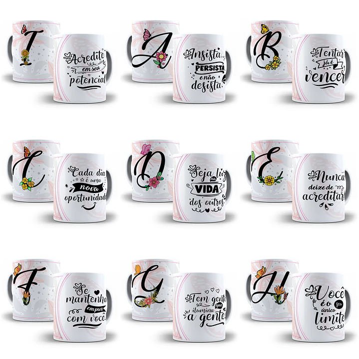26 Arte para Caneca Alfabeto Borboleta em CorelDraw + Jpg    1