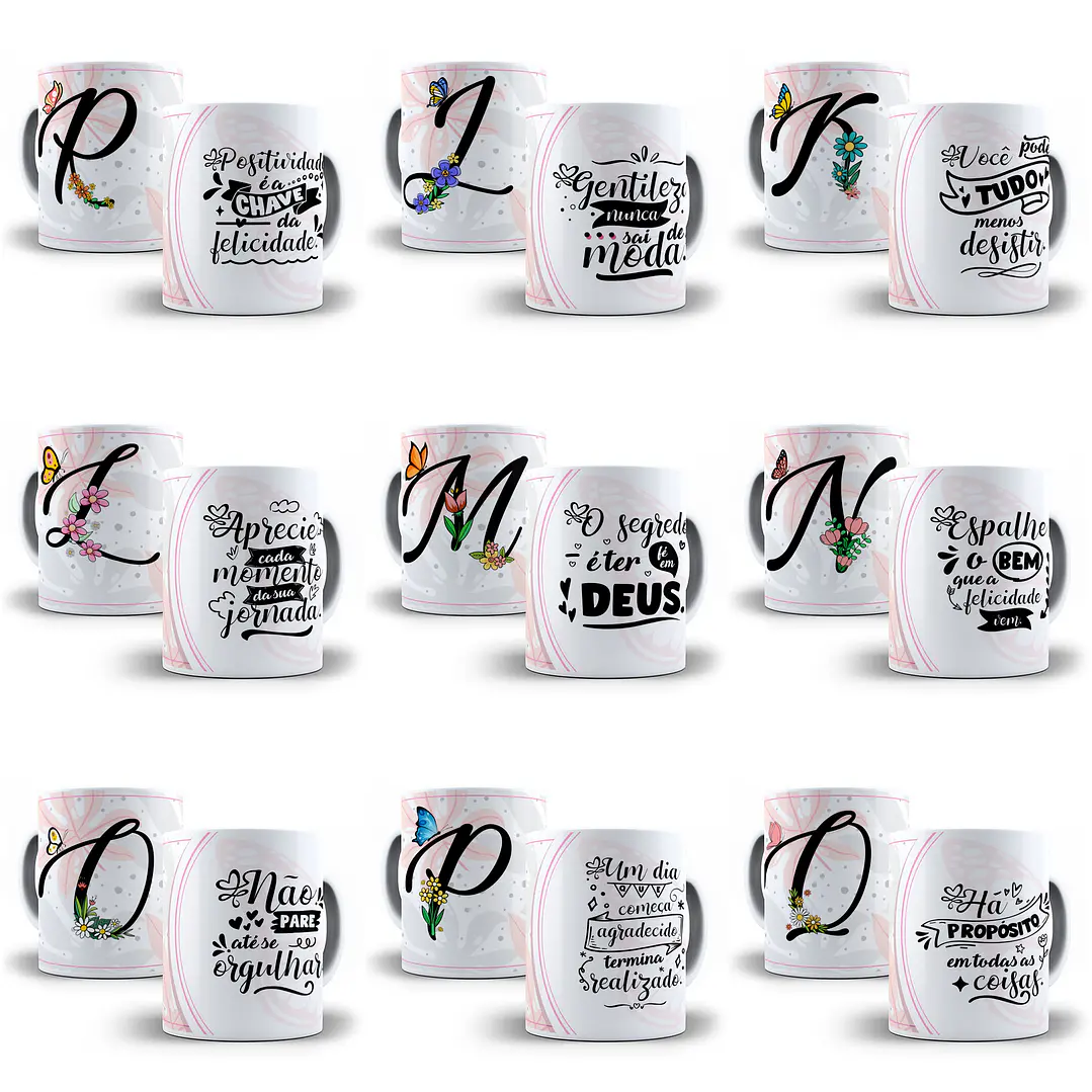 26 Arte para Caneca Alfabeto Borboleta em CorelDraw + Jpg    2