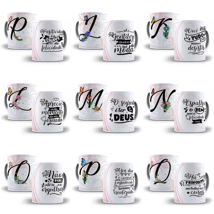 26 Arte para Caneca Alfabeto Borboleta em CorelDraw + Jpg    2
