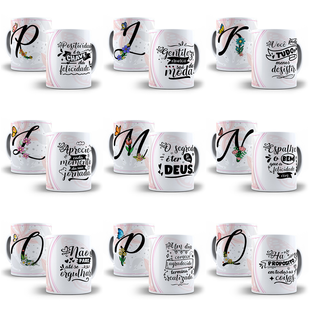 26 Arte para Caneca Alfabeto Borboleta em CorelDraw + Jpg    2