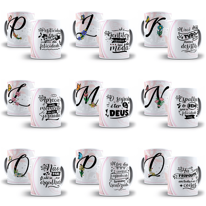 26 Arte para Caneca Alfabeto Borboleta em CorelDraw + Jpg    2