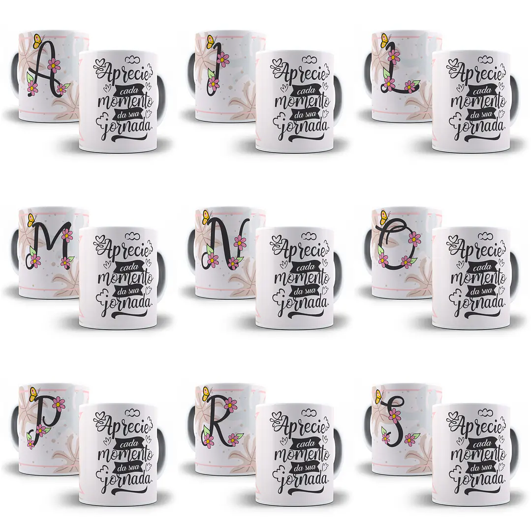 25 Artes para Caneca Alfabeto Delicado em CorelDraw + Jpg   1