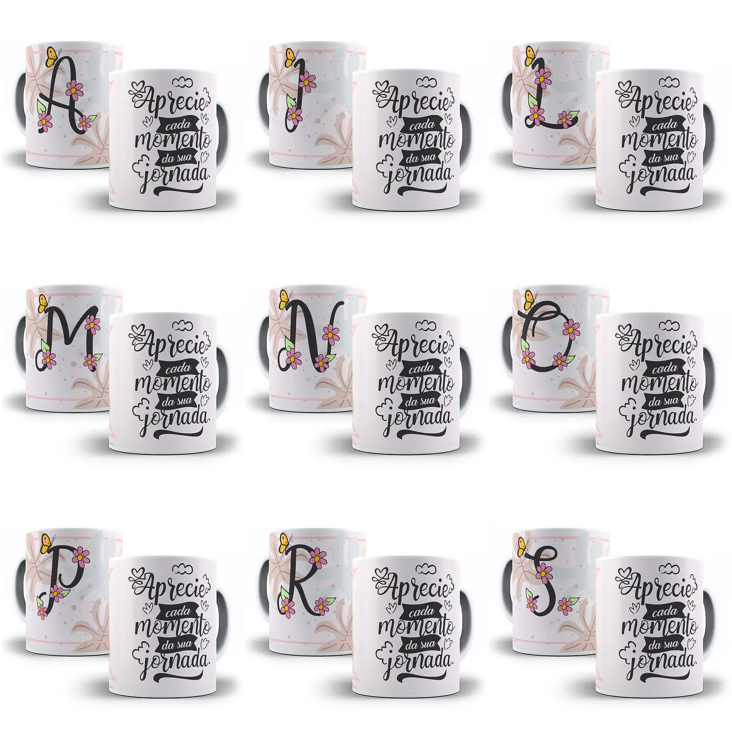 25 Artes para Caneca Alfabeto Delicado em CorelDraw + Jpg   1