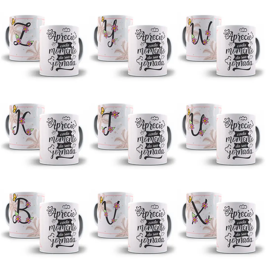 25 Artes para Caneca Alfabeto Delicado em CorelDraw + Jpg   2