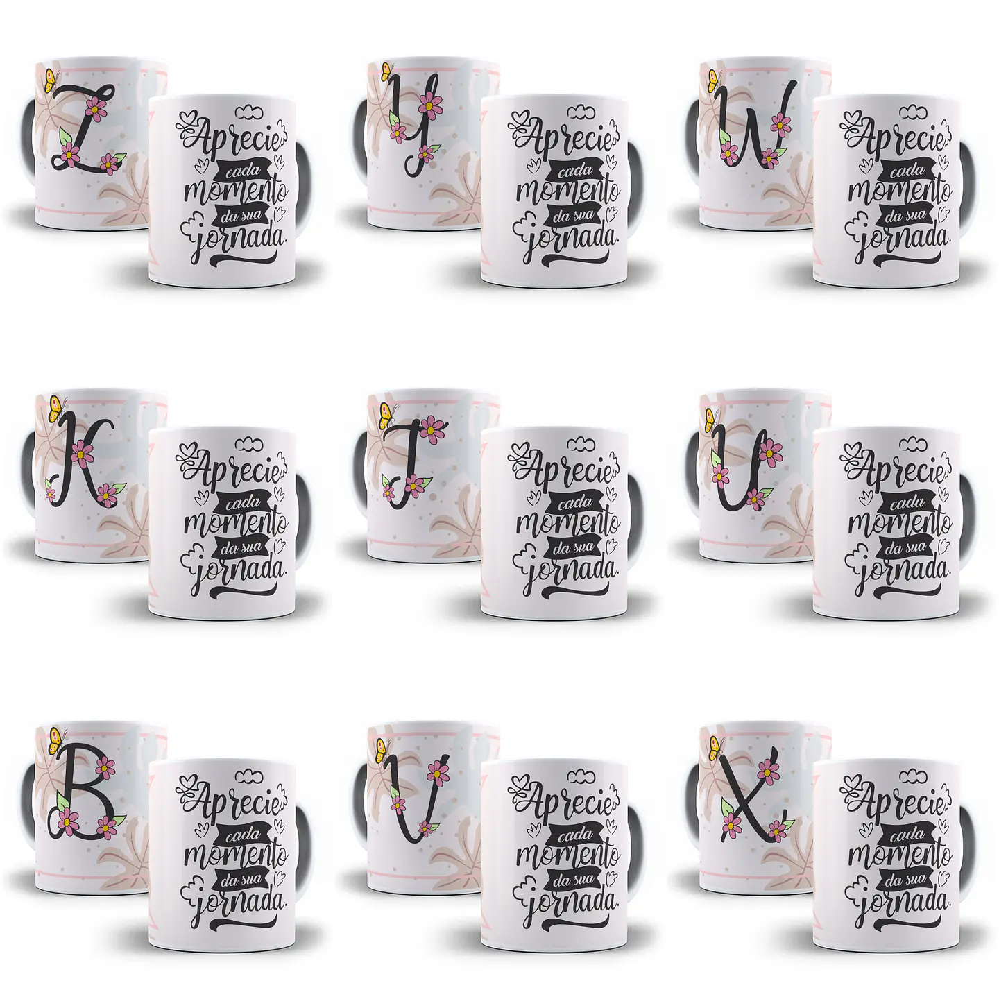 25 Artes para Caneca Alfabeto Delicado em CorelDraw + Jpg   2