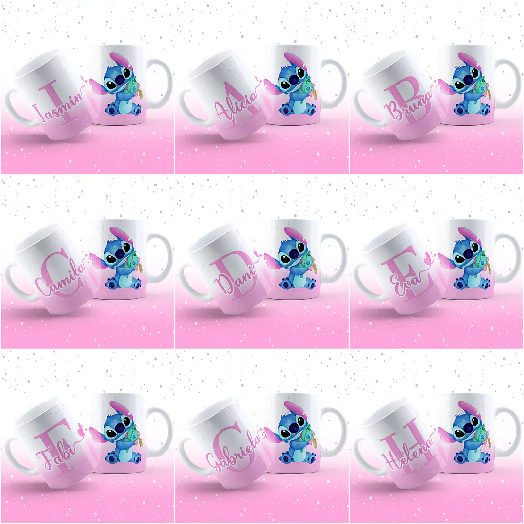 26 Arte para Caneca Alfabeto Feminino Stitch Rosa e Roxo em Jpg 1