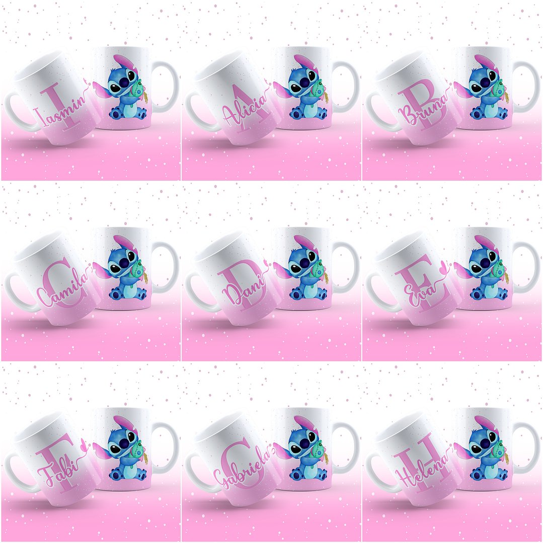26 Arte para Caneca Alfabeto Feminino Stitch Rosa e Roxo em Jpg 1