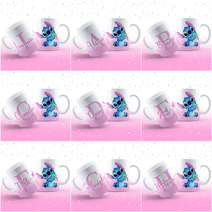 26 Arte para Caneca Alfabeto Feminino Stitch Rosa e Roxo em Jpg