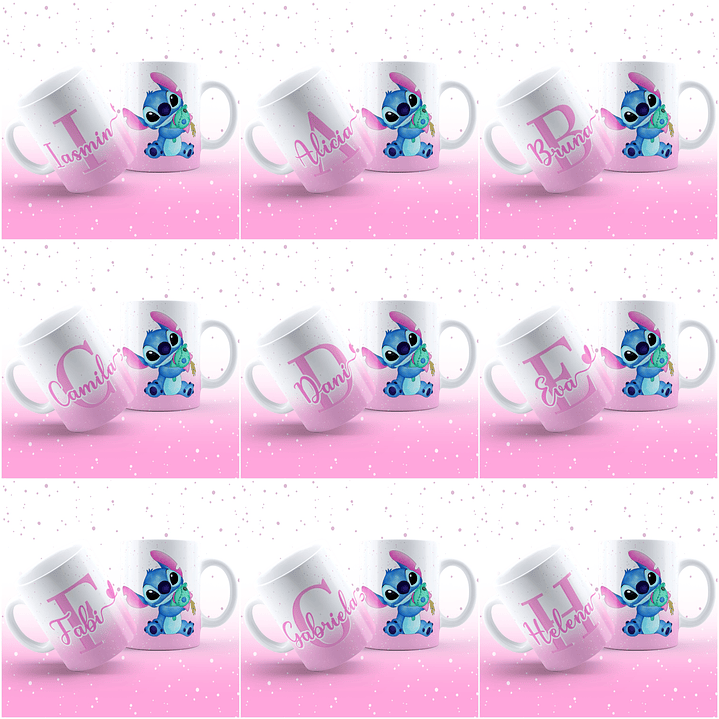 26 Arte para Caneca Alfabeto Feminino Stitch Rosa e Roxo em Jpg 1