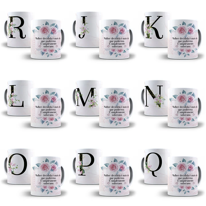 26 Arte para Caneca Alfabeto Floral Magnólia em CorelDraw + Jpg 1