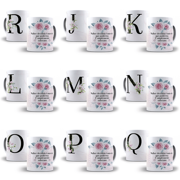 26 Arte para Caneca Alfabeto Floral Magnólia em CorelDraw + Jpg 1