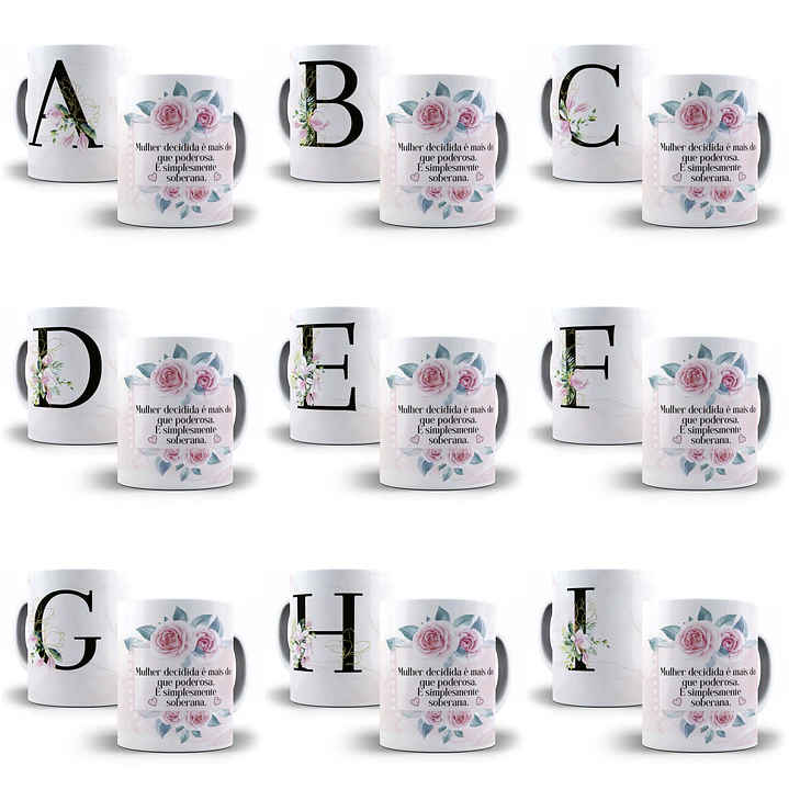 26 Arte para Caneca Alfabeto Floral Magnólia em CorelDraw + Jpg 2