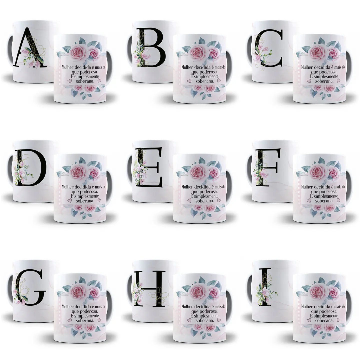 26 Arte para Caneca Alfabeto Floral Magnólia em CorelDraw + Jpg 2
