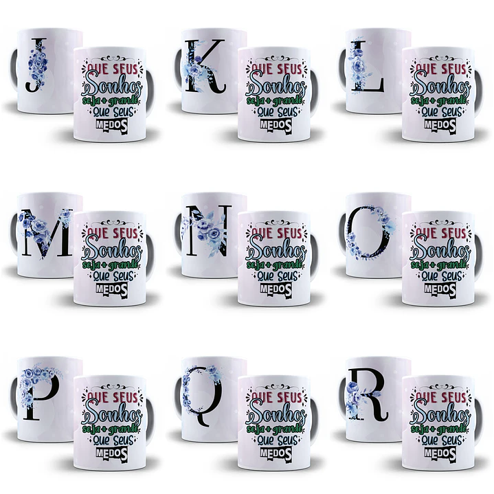 26 Arte para Caneca Alfabeto Floral Roxo em CorelDraw + Jpg  1