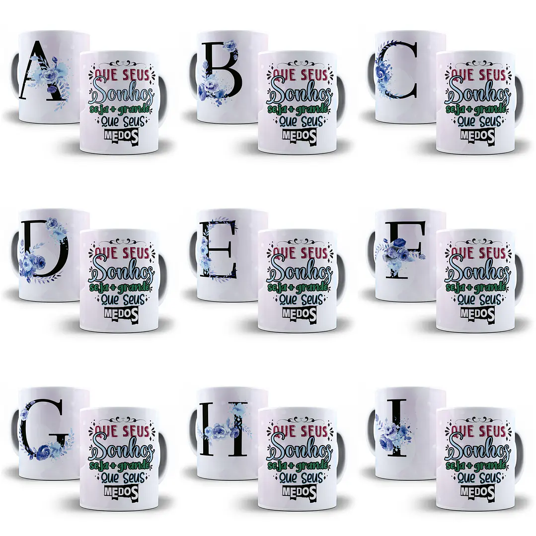 26 Arte para Caneca Alfabeto Floral Roxo em CorelDraw + Jpg  2