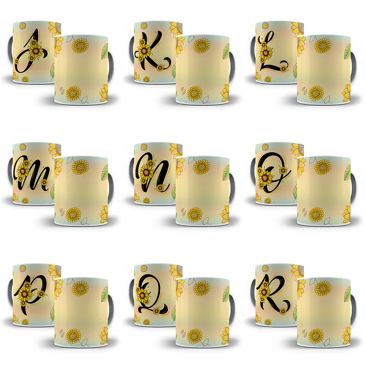 26 Arte para Caneca Alfabeto Girassol em Jpg  1