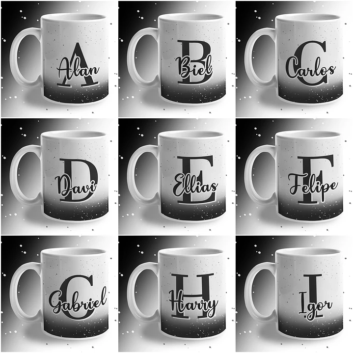 26 Arte para Caneca Alfabeto Degrade Preto e Azul Masculino em Jpg  1