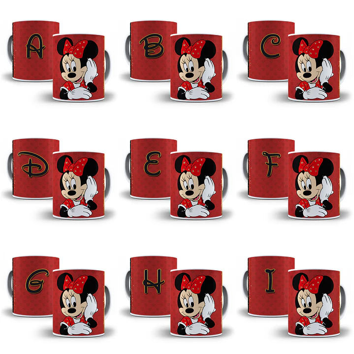 26 Arte para Caneca Alfabeto Minnie Vermelho em Jpg   2