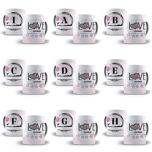 26 Arte para Caneca Alfabeto Monograma Floral em CorelDraw + Jpg