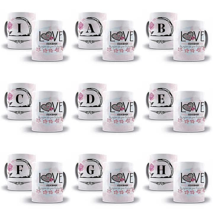 26 Arte para Caneca Alfabeto Monograma Floral em CorelDraw + Jpg 1