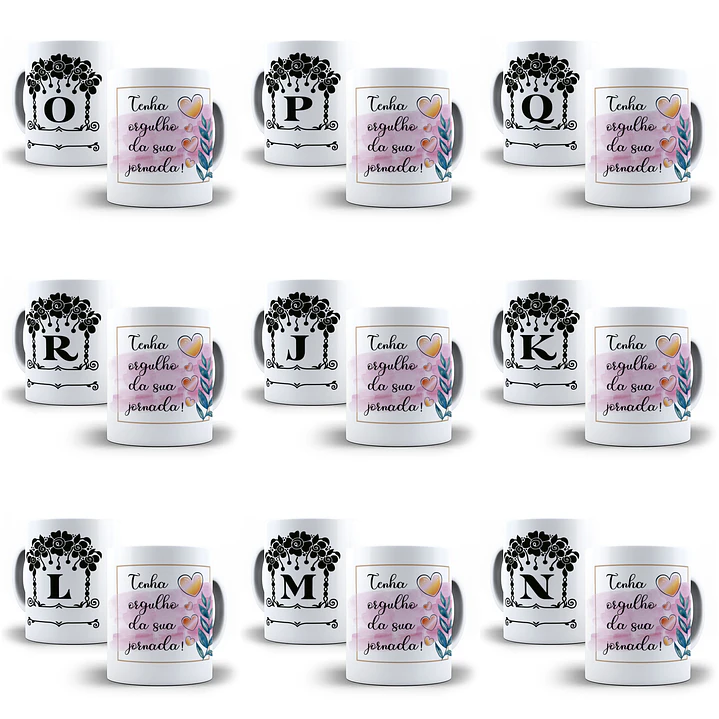 26 Arte para Caneca Alfabeto Monograma Flores em CorelDraw + Jpg  1