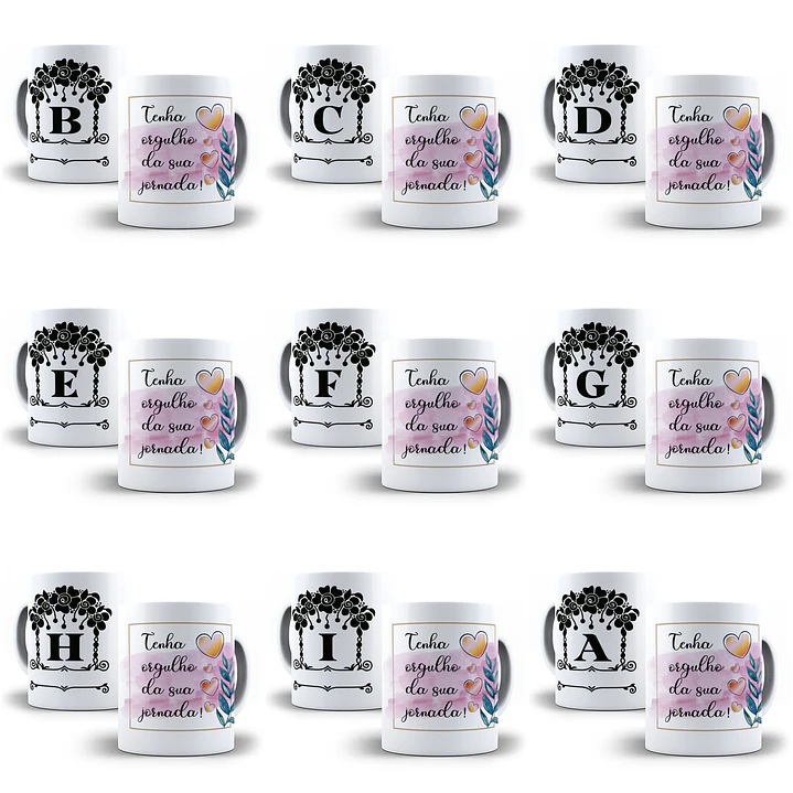 26 Arte para Caneca Alfabeto Monograma Flores em CorelDraw + Jpg  2
