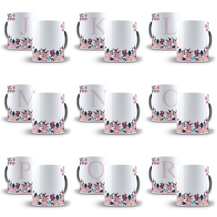 26 Arte para Caneca Alfabeto Rosa e Azul em Jpg  2