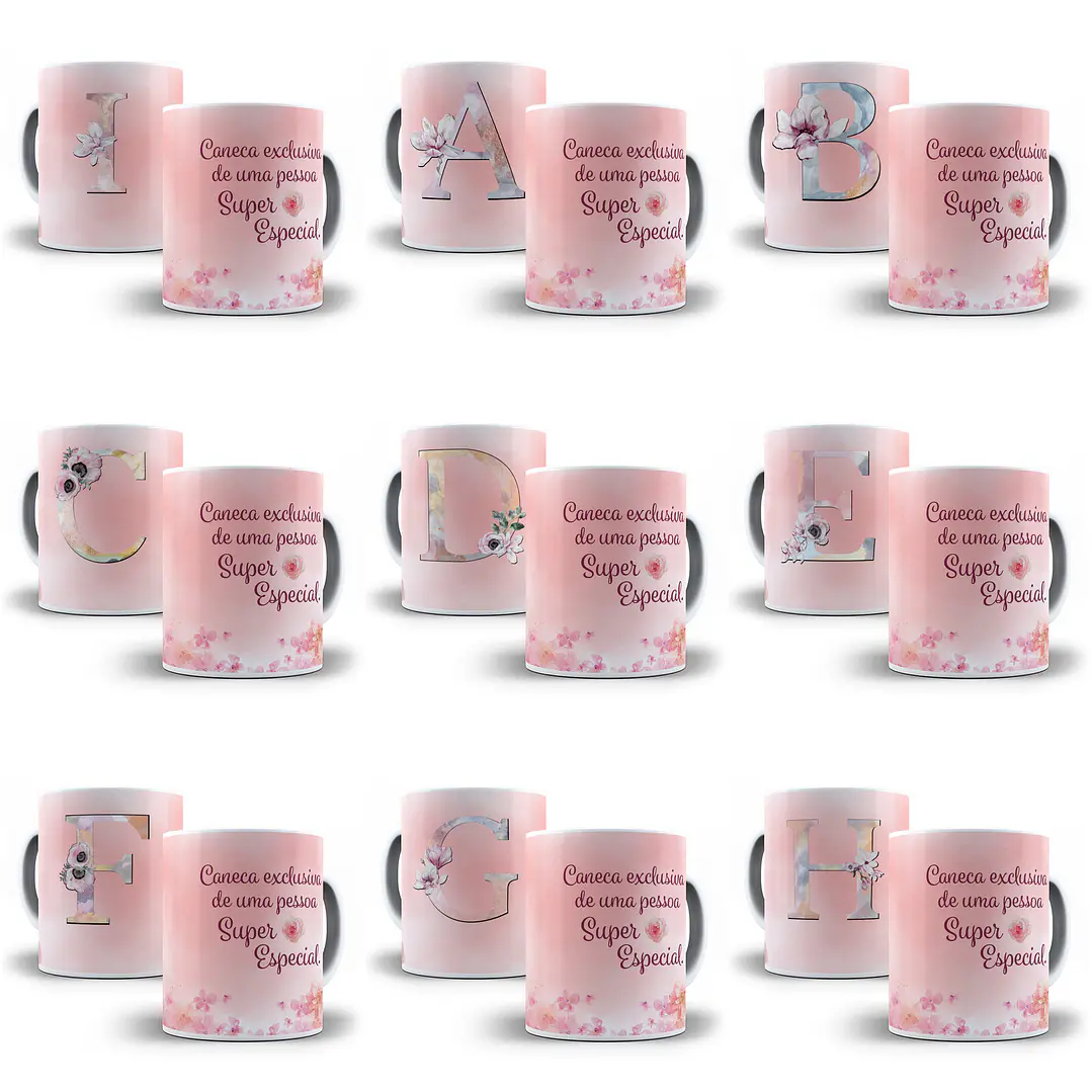 53 Arte para Caneca Alfabeto Rosa em Photoshop + Jpg  2