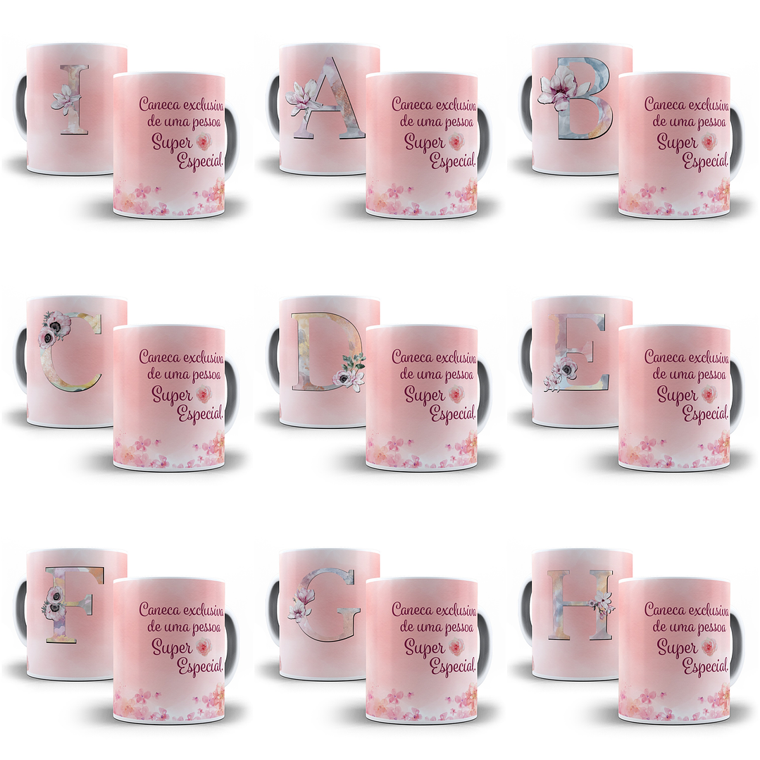 53 Arte para Caneca Alfabeto Rosa em Photoshop + Jpg  2