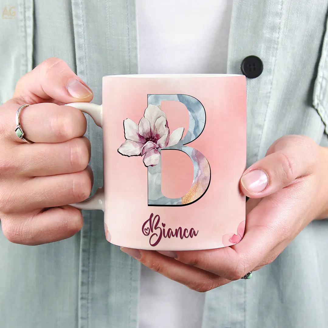53 Arte para Caneca Alfabeto Rosa em Photoshop + Jpg  1