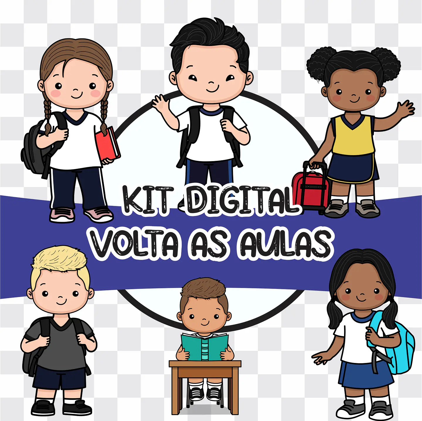 Kit Digital Volta as Aulas Bonequinhos para Montagem em Png Completo 1
