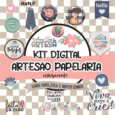 Kit Digital Artesão Papelaria sem fundo Png 