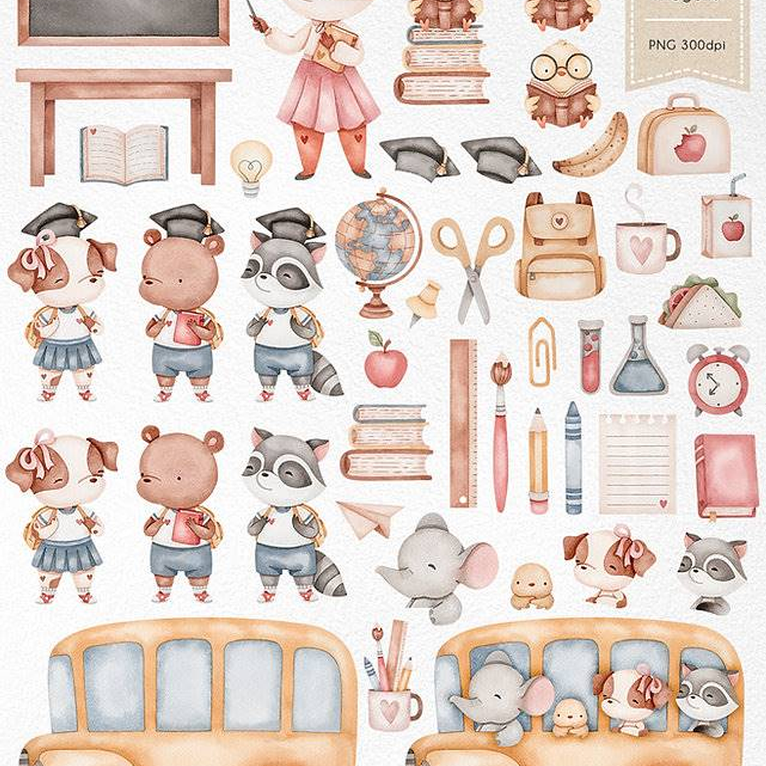 Kit Digital Volta as Aulas em Aquarela sem fundo Png   2