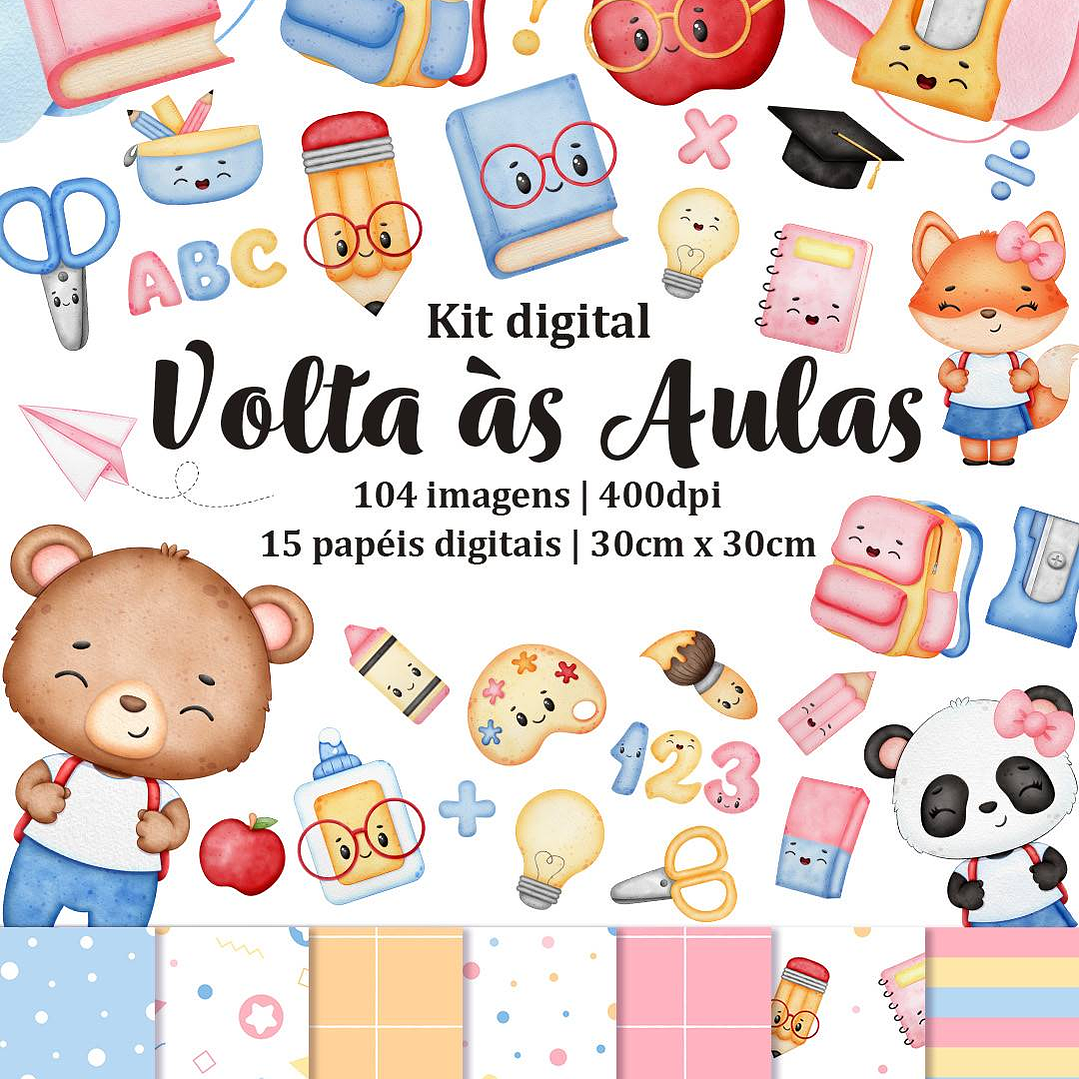 Kit Digital Volta as Aulas Bichinhos sem fundo Png 1