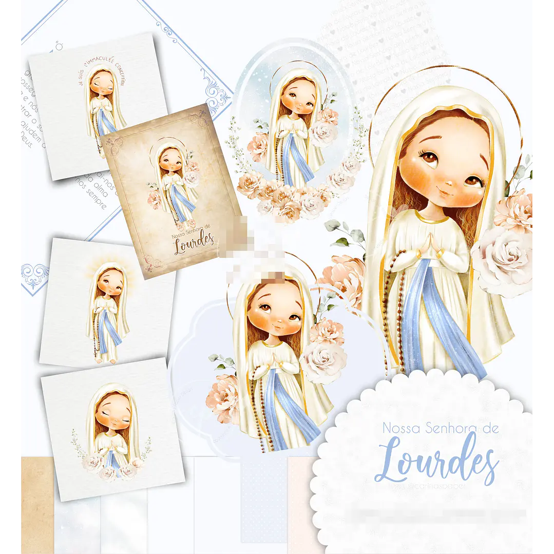 Kit Digital Santinhos Aquarelados V2 em Png  1