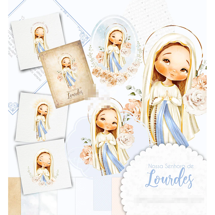 Kit Digital Santinhos Aquarelados V2 em Png  1