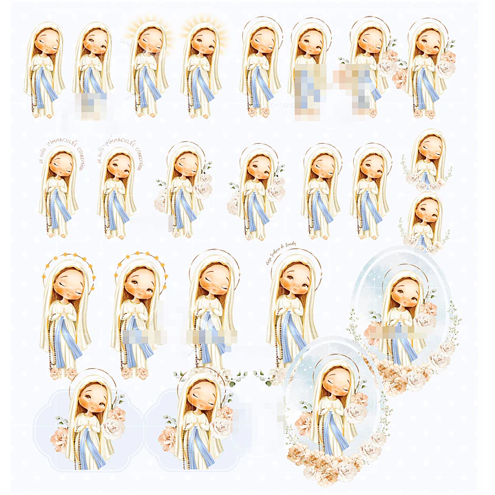 Kit Digital Santinhos Aquarelados V2 em Png  2
