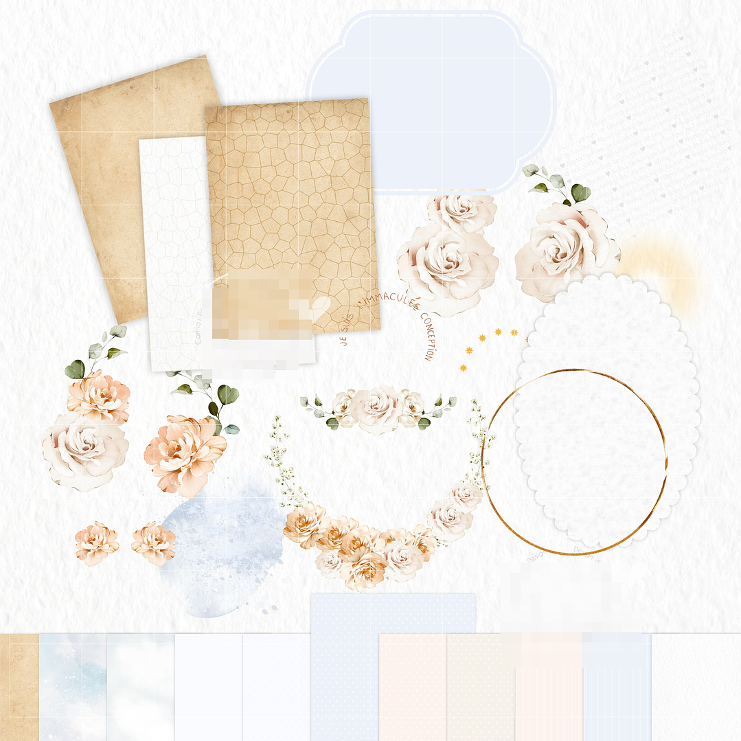 Kit Digital Santinhos Aquarelados V2 em Png  4