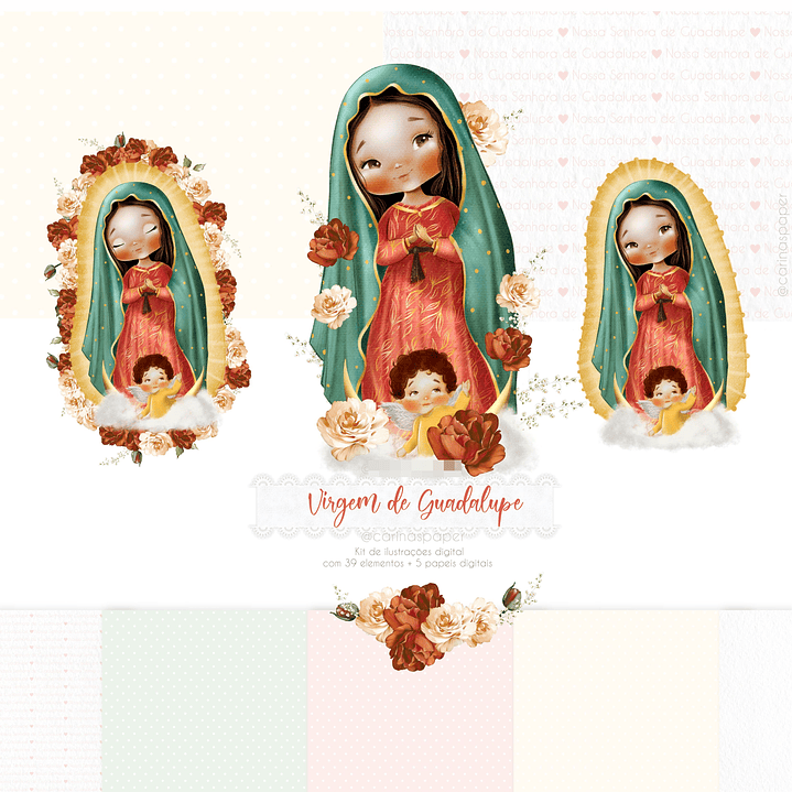 Kit Digital Santinhos Aquarelados V2 em Png  7