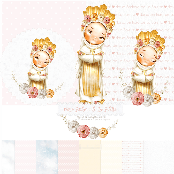 Kit Digital Santinhos Aquarelados V2 em Png  12