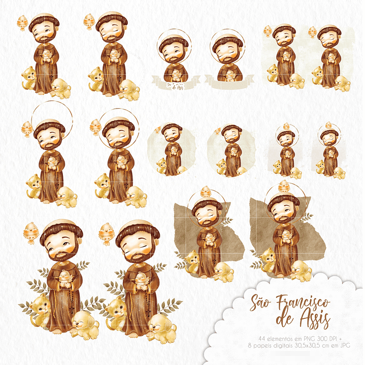 Kit Digital Santinhos Aquarelados V2 em Png  15
