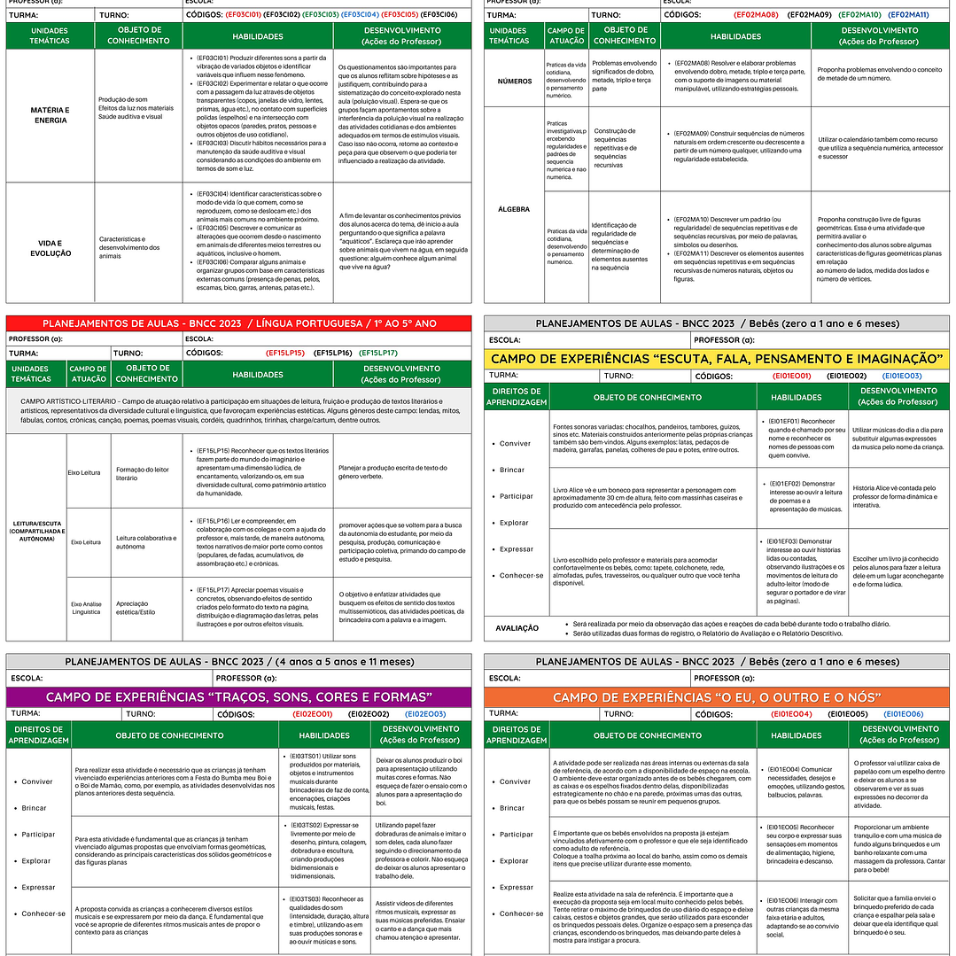 Planos de Aulas Planejamento Educação Infantil 2023 BNCC 2