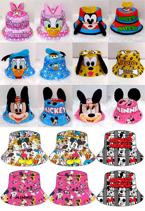 Pacote Modelos Prontos para Chapéu Bucket Personagens em CorelDraw