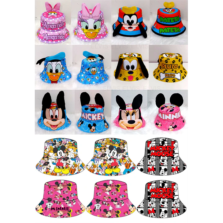 Pacote Modelos Prontos para Chapéu Bucket Personagens em CorelDraw 1