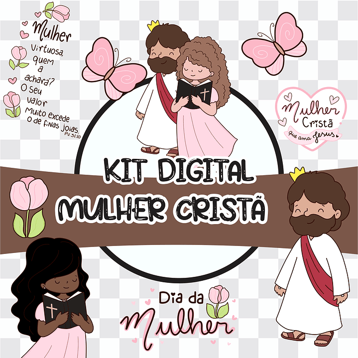 Kit Digital Mulher Cristã Frases em Png  1