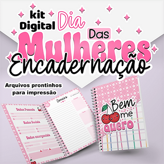 Kit Digital Encadernação Dia das Mulheres prontos para Imprimir